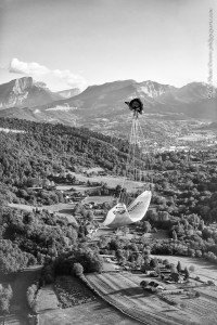 Chambery France (73), September 4, 2014: training above Lake du Bourget - aerobatic paragliding