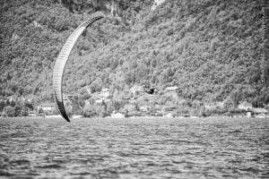 Lake Annecy France, August 28, 2014: french paragliding aerobatic championship