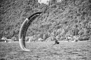 Lake Annecy France, August 28, 2014: french paragliding aerobatic championship