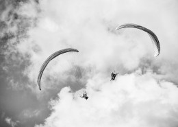 Lake Annecy France, August 28, 2014: french paragliding aerobatic championship