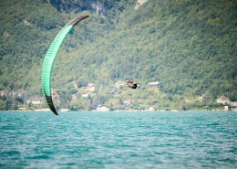 Lake Annecy France, August 28, 2014: french paragliding aerobatic championship - Philippe Périé